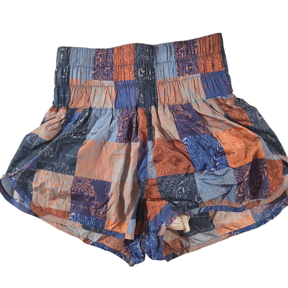 Free People Patchwork Boho Athletic Shorts S Blue… - image 3
